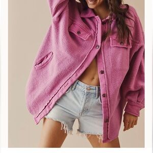 Free People Ruby Jacket shirt Shacket NEW sweetheart rose pink oversized fleece